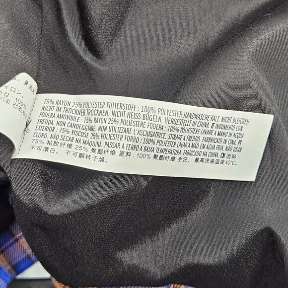 Grey Lab Neon Plaid Blazer Jacket Blue & Orange Women's M Preppy Academia - Picture 11 of 13